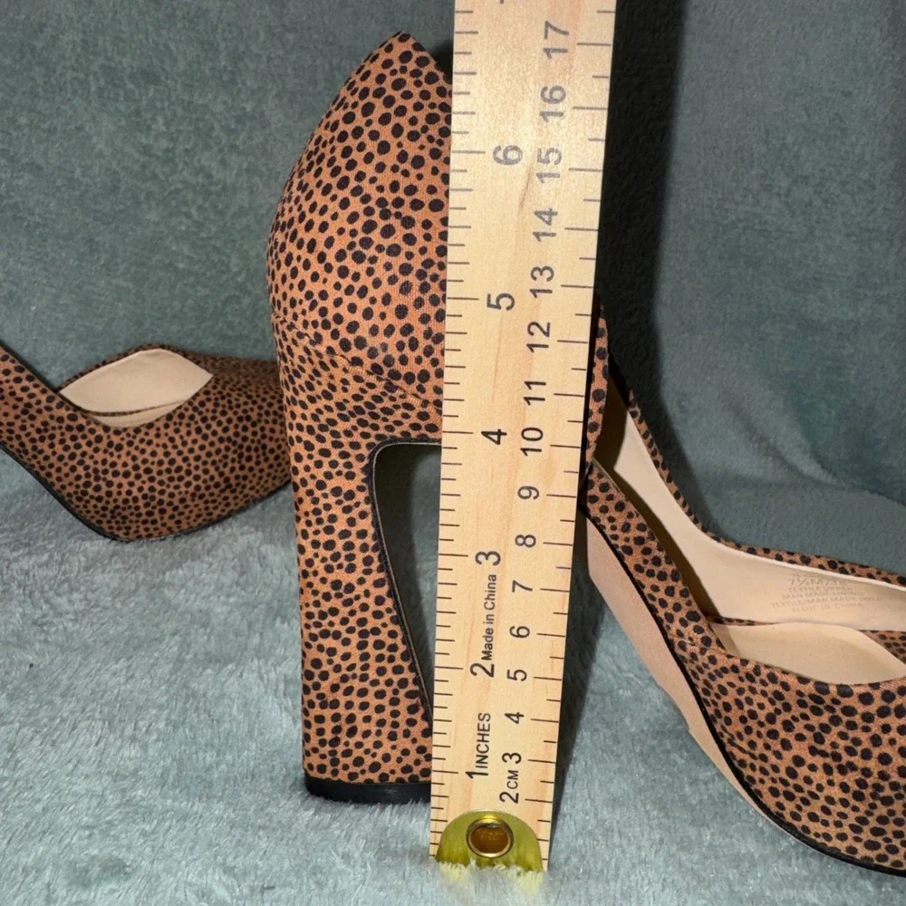 Jessica Simpson Womens Platform Heels 7.5 Brown Animal Print Block Heel D'Orsay